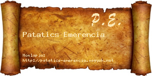 Patatics Emerencia névjegykártya